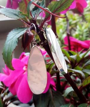 Silver mother of pearl earrings - price reduced