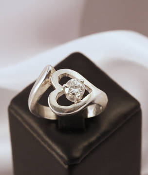 Heart Shaped Ring, Cubic Zirconia