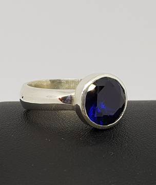 Sterling silver synthetic sapphire ring, made in NZ