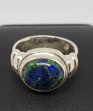 Azurite with Malachite silver ring | Made in NZ