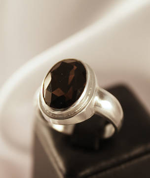 Silver smoky quartz ring - made in New Zealand