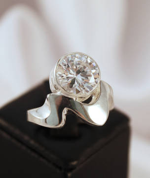 Silver cubic zirconia ring - made in NZ