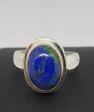 NZ made azurite with malachite silver ring