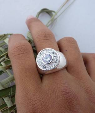 Chunky silver 'bling' ring - cz glamour