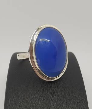 Large oval blue fluorite ring