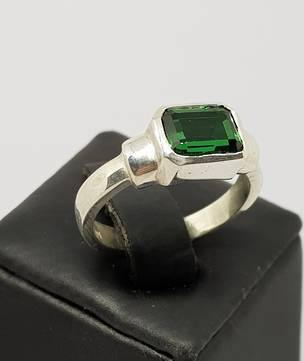 Sterling silver green quartz ring, made in NZ