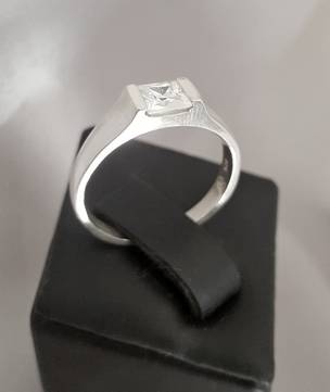 Dainty princess cut cz sterling silver ring