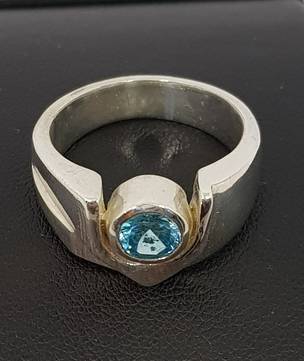 Silver blue topaz ring - made in NZ
