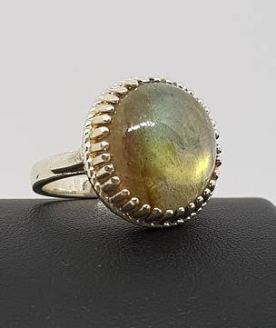 Large oval labradorite sterling silver ring