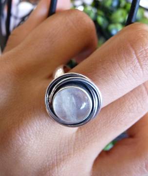 Sterling silver moonstone ring