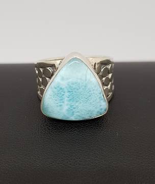 Sterling silver larimar gemstone ring