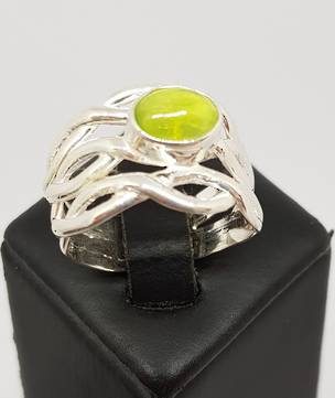 Sterling silver prehnite gemstone ring