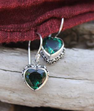 Green Quartz Heart Earrings