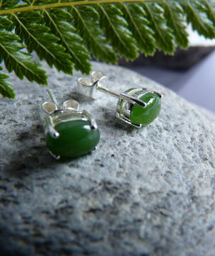 Canadian greenstone stud earrings - sterling silver