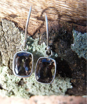 Smoky quartz silver earrings