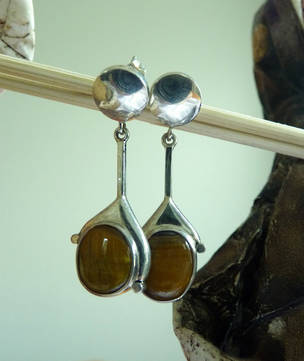 Silver tigers eye earrings