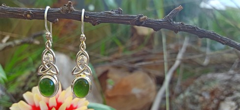 NZ silver greenstone earrings SSJ