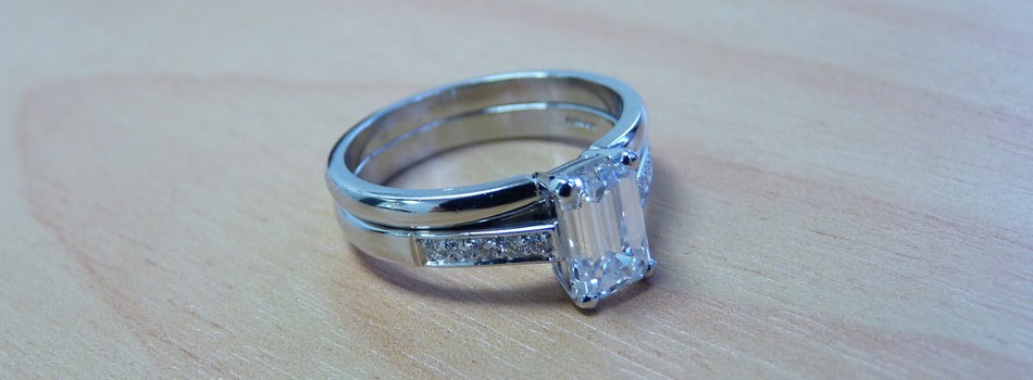 platinum engagement wedding set